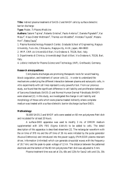 Indirect plasma treatment of SAOS-2 and NHDF cells by surface dielectric barrier discharge