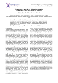 Gene ontology analysis for HeLa cells exposed to a plasma- or H2O2- treated culture medium