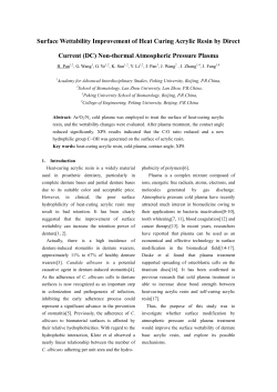 Surface Wettability Improvement of Heat Curing Acrylic Resin by Direct Current Non-thermal Atmospheric Pressure Plasma