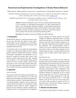 Numerical and experimental investigations of dusty plasma behavior