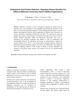 Antibacterial And Protein-Selective, -Impeding Plasma Nanofilm For Different Materials Commonly Used In Medical Applications