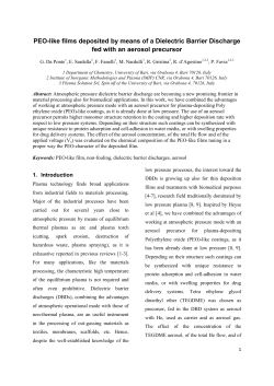 Non-fouling cell repulsive films deposited by means of a Dielectric Barrier Discharge fed with an aerosol precursor