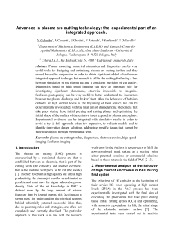 Advances in plasma arc cutting technology: the experimental part of an integrated approach