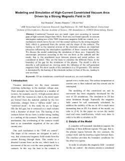 Modeling and Simulation of High-Current Constricted Vacuum Arcs Driven by a Strong Magnetic Field in 3D