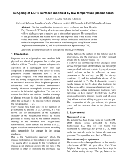 Ageing of LDPE surfaces modified by a low temperature plasma torch