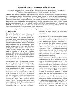 Molecule formation in plasma and surfaces