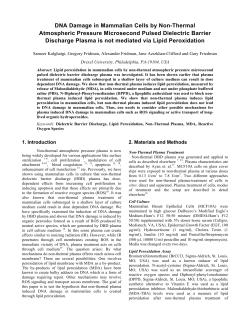 DNA Damage in Mammalian Cells by Non-Thermal Atmospheric Pressure Microsecond Pulsed Dielectric Barrier Discharge Plasma is not mediated via Lipid Peroxidation