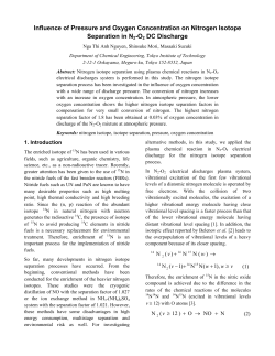 Influence of Pressure and Oxygen Concentration on Nitrogen Isotope Separation in N2-O2 DC Discharge