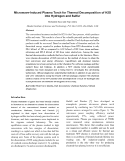 Microwave-Induced Plasma Torch for Thermal Decomposition of H2S into Hydrogen and Sulfur