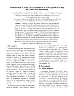 Plasma-based surface functionalization of polystyrene substrate for cell culture application
