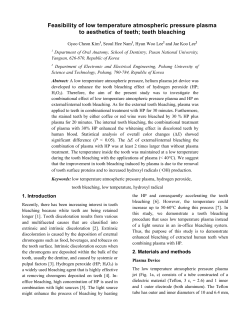 Feasibility of low temperature atmospheric pressure plasma to aesthetics of teeth; teeth bleaching