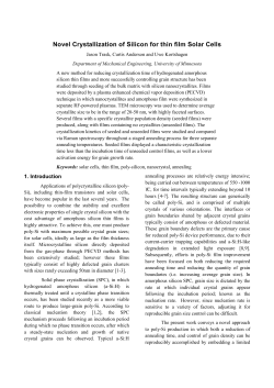 Novel crystallization of silicon for thin film solar cells