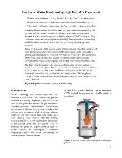 Electronic Waste Treatment by High Enthalpy Plasma Jet