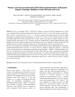 Plasma- and Vacuum-ultraviolet (VUV) Photo-polymerisation of Bioactive Organic Coatings: Stability in Polar Solvents and in Air