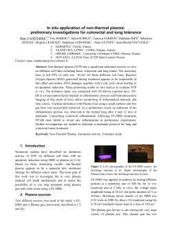 In situ application of non-thermal plasma: preliminary investigations for colorectal and lung tolerance