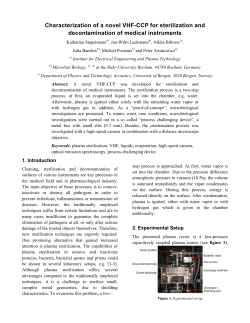 Characterization of a novel VHF-CCP for sterilization and decontamination of medical instruments