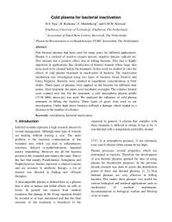 Cold plasma for bacterial inactivation