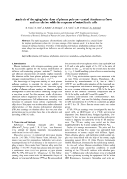 Analysis of the aging behaviour of plasma polymer-coated titanium surfaces and correlation with the response of osteoblastic cells
