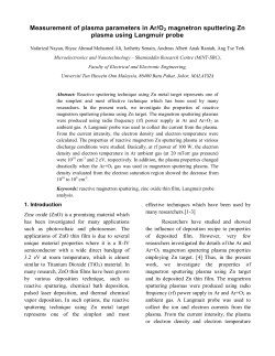 Measurement of plasma parameters in Ar/O2 magnetron sputtering Zn plasma using Langmuir probe