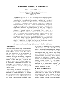 Microplasma Reforming of Hydrocarbons