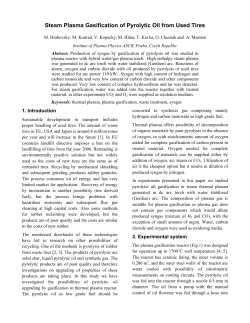 Steam Plasma Gasification of Plastics and Pyrolysis Oil from Used Tires