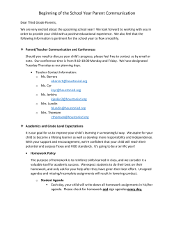 Beginning of the Year Communication