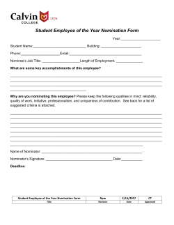 Student Employee of the Year Nomination Form