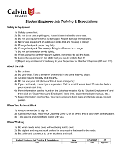 Student Employee Job Training Expectations