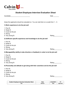 Student Employee Interview Evaluation Sheet