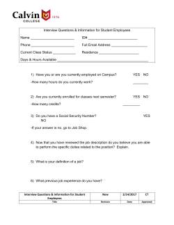 Interview Questions Information for Student Employees