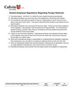 Student Employee Regulations Regarding Foreign Nationals
