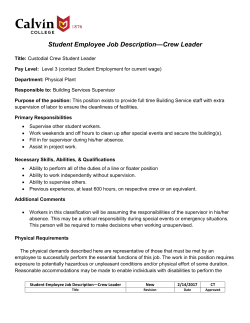 Student Employee Job Description Crew Leader