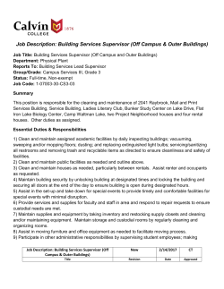 Job Description Building Services Supervisor (Off Campus Outer Buildings)