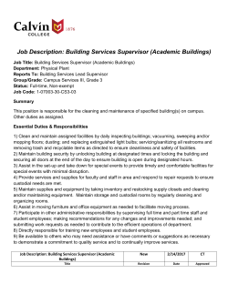 Job Description Building Services Supervisor (Academic Buildings)