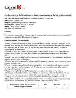 Job Description Building Services Supervisor (Academic Buildings Unassigned)