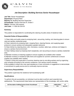Job Description Building Services Senior Housekeeper