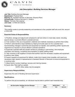 Job Description Building Services Manager