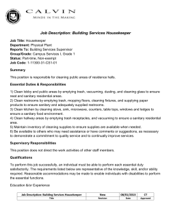 Job Description Building Services Housekeeper