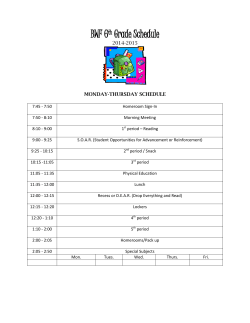 Monday-Thursday 6th Grade Schedule 2014-2015