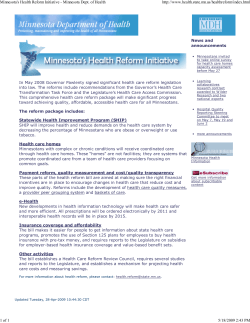 Minnesota's Health Reform Initiative