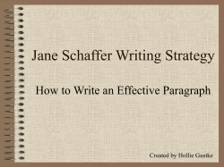 Jane Schaffer Paragraph - PowerPoint