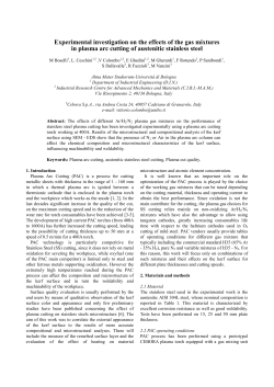 Experimental investigation on the effects of the gas mixtures in plasma arc cutting of stainless steel