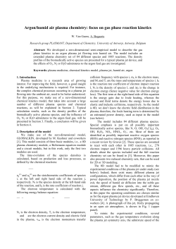 Argon/humid air plasma chemistry: focus on gas phase reaction kinetics