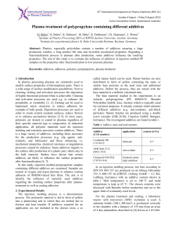 Plasma treatment of polypropylene containing different additives