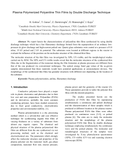Plasma polymerized polyaniline thin films by double discharge technique