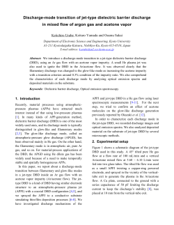 Discharge-mode transition of jet-type dielectric barrier discharge in mixed flow of argon gas and acetone vapor
