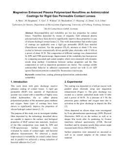 Magnetron Enhanced Plasma-Polymerized Nanofilms as Antimicrobial Coatings for Rigid Gas Permeable Contact Lenses