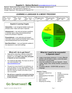 Spanish 2 Syllabus 2015-16