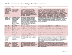 Overview of Literature Reviews on Nurse Staffing Levels and Patient Outcomes (PDF: 24KB/1 page)