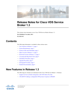 Release Notes for Cisco VDS Service Broker 1.3
